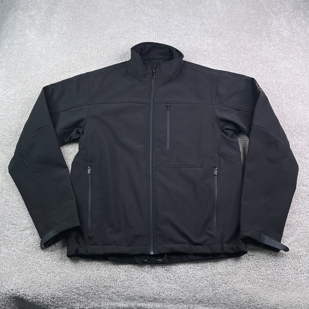 T Tech by Tumi Jacket Mens Medium Black Softshell Fleece Lined Full Zip Outdoor